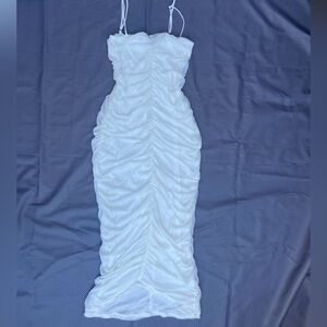 Elegant White Ruched Dress